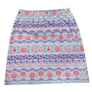 Talbots‎ Women's Skirt Size L Seashells Print Pink Blue Coastal New With Tag
